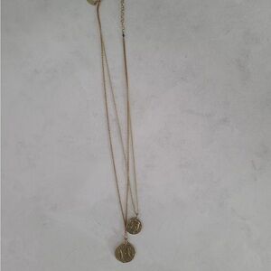 Anthropologie Gold Coin Pendant layered Necklace